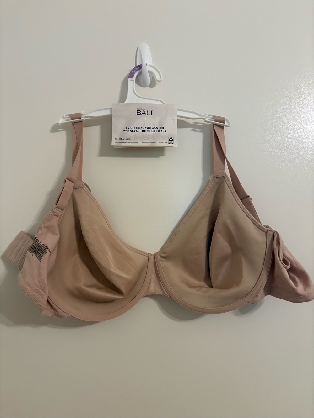 42DD Beauty by Bali Breathable Lace Underwire Bra Full Coverage Beige/tan - Picture 4 of 8